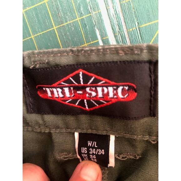Tru Spec Men Green Tactical Pant Cargo Pocket Ripstop Adjust Waist Size 34/34 - Picture 3 of 8